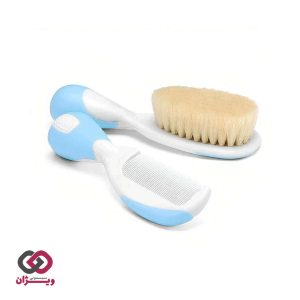 ست شانه و برس طبیعی چیکو CHICCO رنگ آبی اصل (اورجینال)